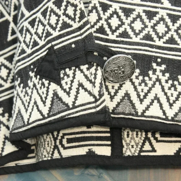 Vintage Flashback Black and White Southwest Tapestry Boho Jacket Bolero Size Med - Picture 4 of 9